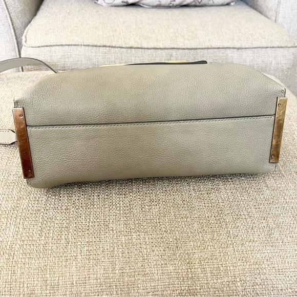 2F Chloe Clare medium Top Handle Chain Crossbody Satchel green gray leather - Picture 3 of 16